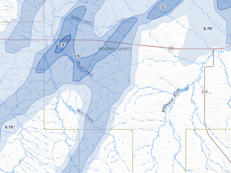 NEXRAD radar-signature map of the hail storm over Brockway, MT on Jun 6, 2026
