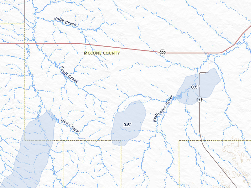 NEXRAD radar-signature map of the hail over Brockway, MT