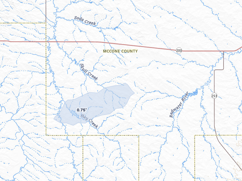 NEXRAD radar-signature map of the hail storm over Brockway, MT on Jul 5, 2026