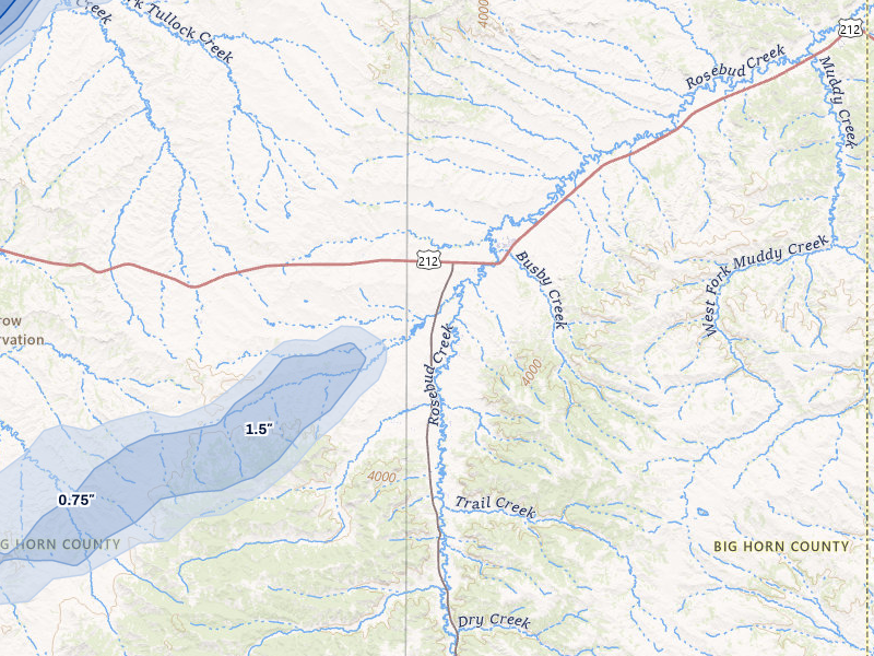 NEXRAD radar-signature map of the hail storm over Busby, MT on Jun 27, 2026