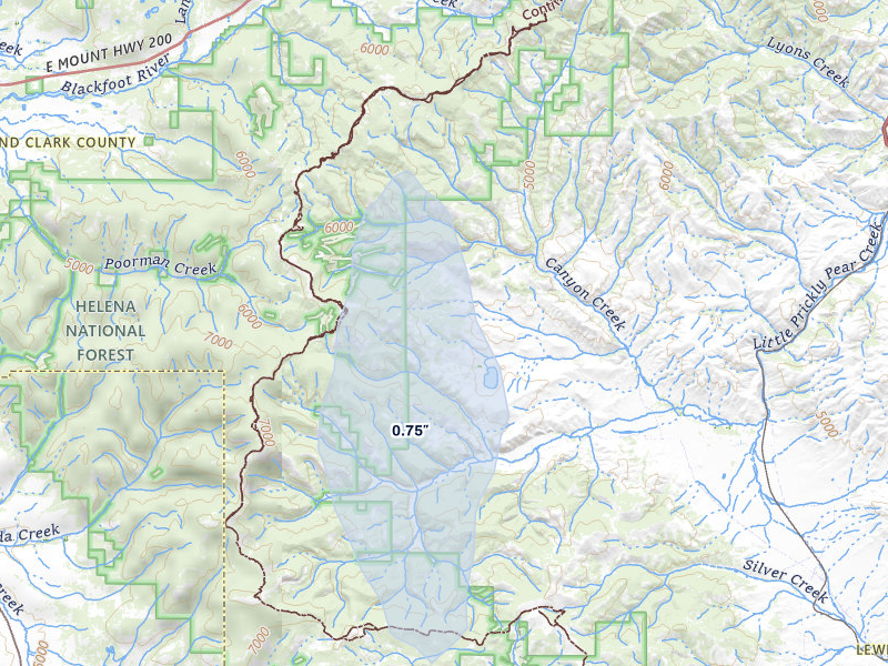 NEXRAD radar-signature map of the hail storm over Canyon Creek, MT on May 27, 2026