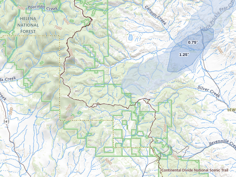 NEXRAD radar-signature map of the hail storm over Canyon Creek, MT on Aug 29, 2026