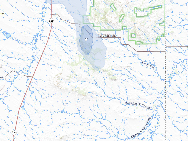 NEXRAD radar-signature map of the hail storm over Capitol, MT on Jun 27, 2026