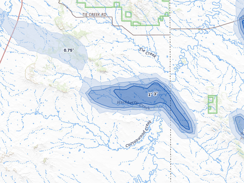 NEXRAD radar-signature map of the hail storm over Capitol, MT on Aug 11, 2026