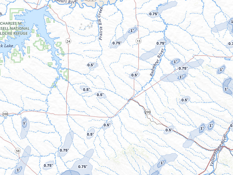 NEXRAD radar-signature map of the hail over Circle, MT