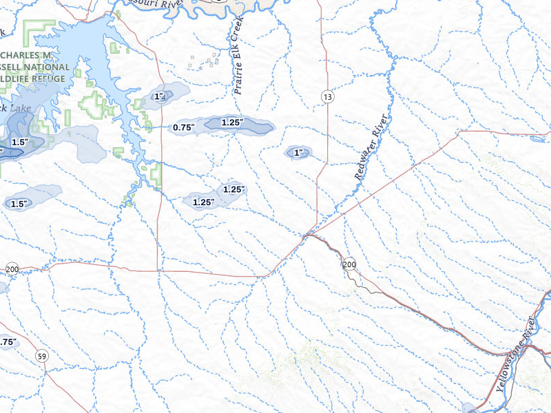 NEXRAD radar-signature map of the hail storm over Circle, MT on Jul 3, 2026