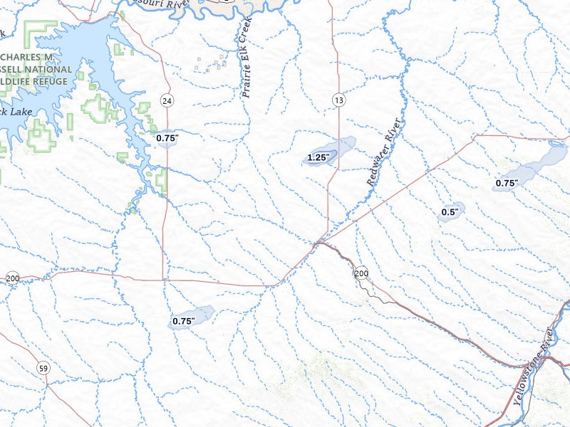 NEXRAD radar-signature map of the hail storm over Circle, MT on Jul 5, 2026