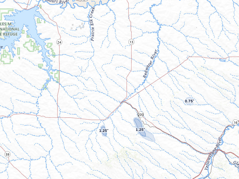 NEXRAD radar-signature map of the hail storm over Circle, MT on Aug 12, 2026
