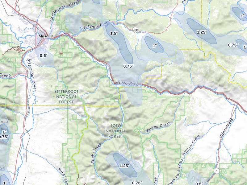 NEXRAD radar-signature map of the hail storm over Clinton, MT on May 27, 2026