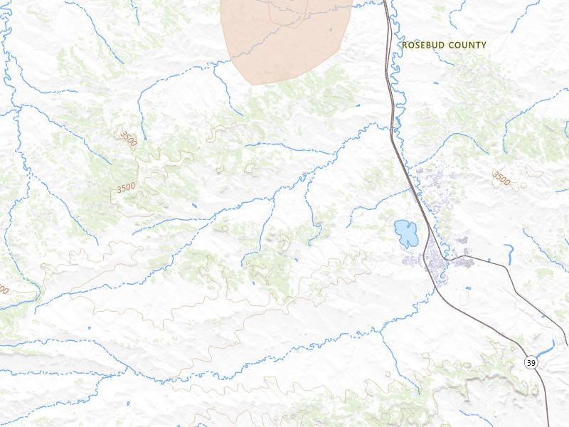 Radar-estimated hail-size map of the storm over Colstrip, MT on Jun 1, 2026