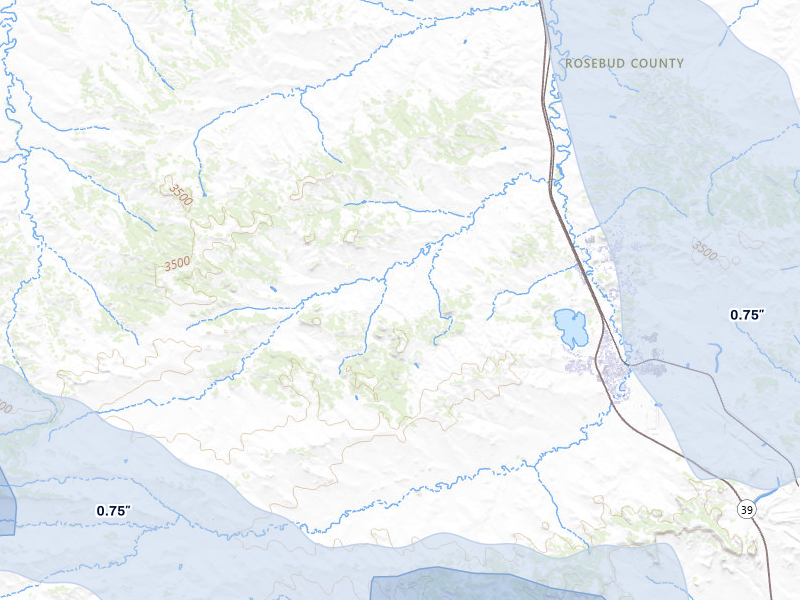 NEXRAD radar-signature map of the hail storm over Colstrip, MT on Jul 8, 2026
