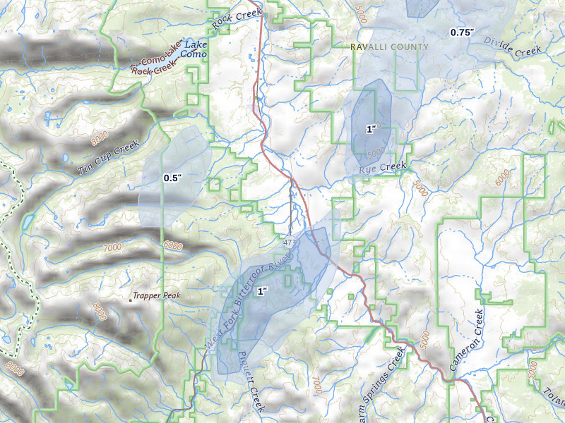 NEXRAD radar-signature map of the hail storm over Darby, MT on Jul 30, 2026