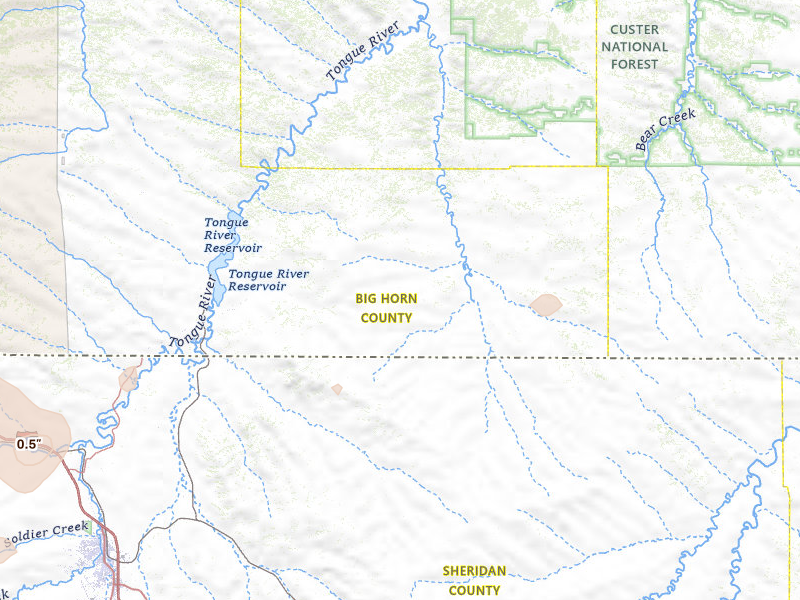Radar-estimated hail-size map of the storm over Decker, MT on Jul 8, 2026