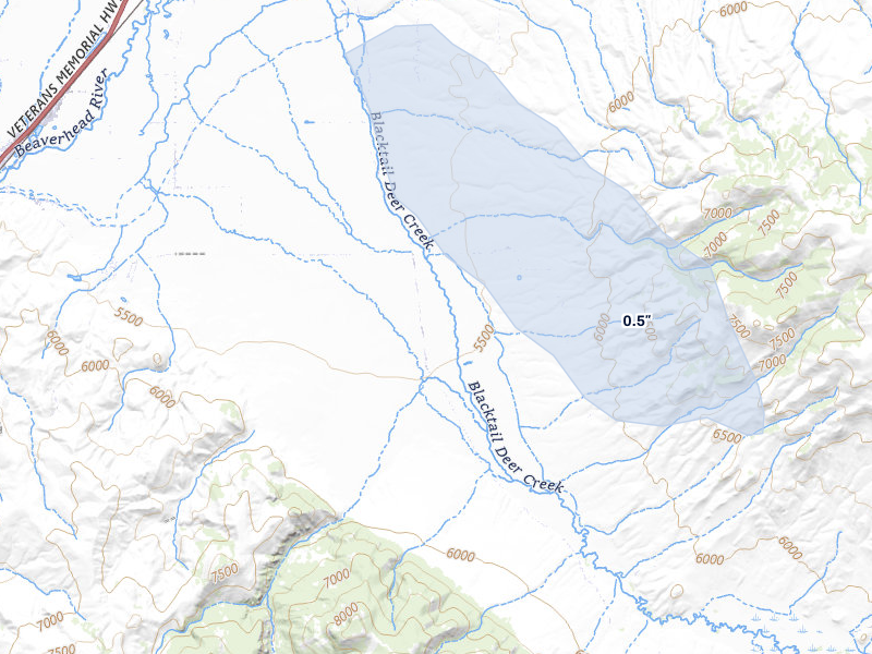 NEXRAD radar-signature map of the hail storm over Dillon, MT on Jul 1, 2026