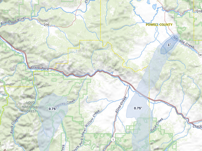 NEXRAD radar-signature map of the hail storm over Drummond, MT on May 29, 2026