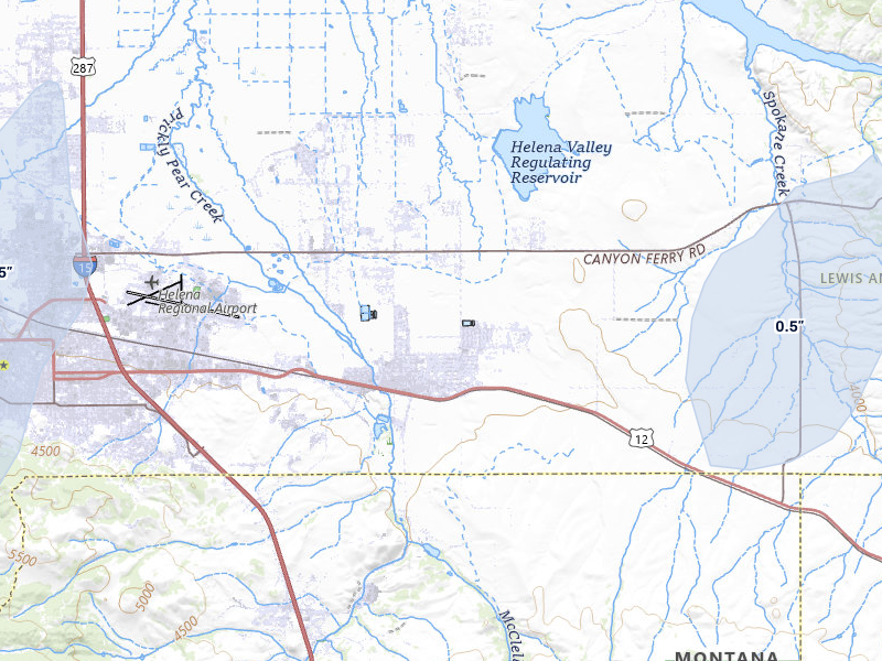 NEXRAD radar-signature map of the hail storm over East Helena, MT on Jul 1, 2026