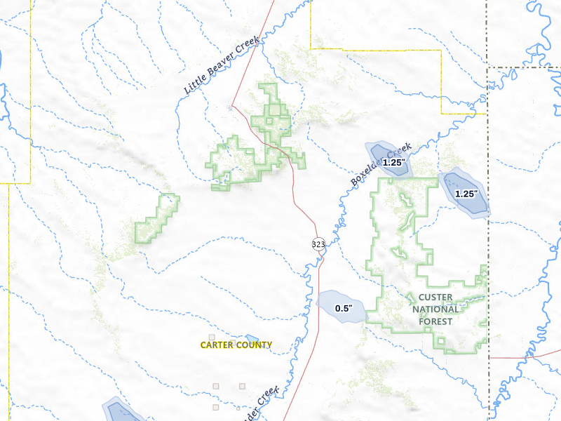 NEXRAD radar-signature map of the hail storm over Ekalaka, MT on Jun 4, 2026