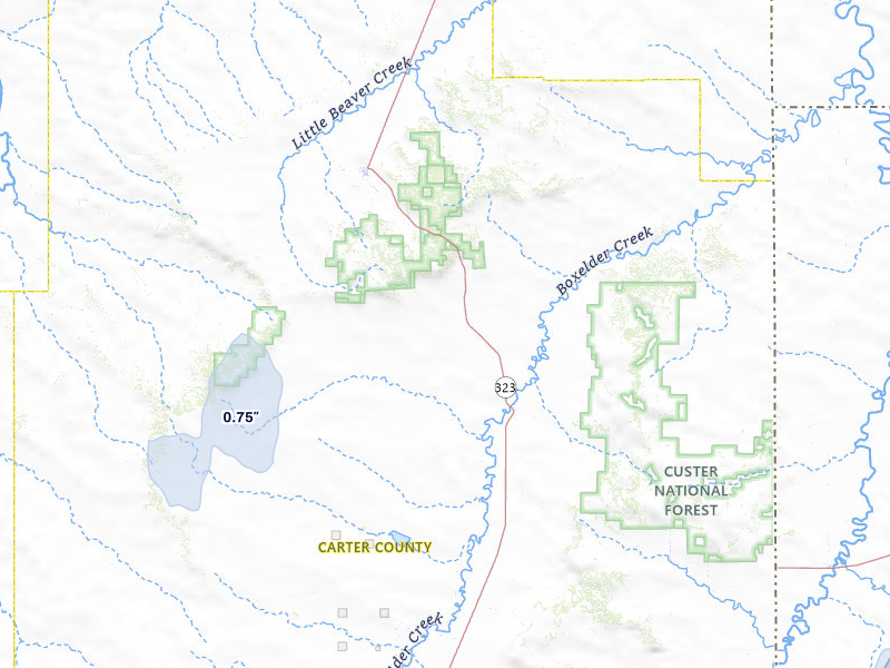 NEXRAD radar-signature map of the hail storm over Ekalaka, MT on Jun 6, 2026