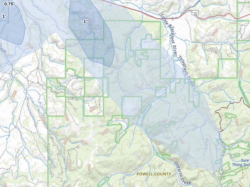 NEXRAD radar-signature map of the hail storm over Elliston, MT on May 28, 2026