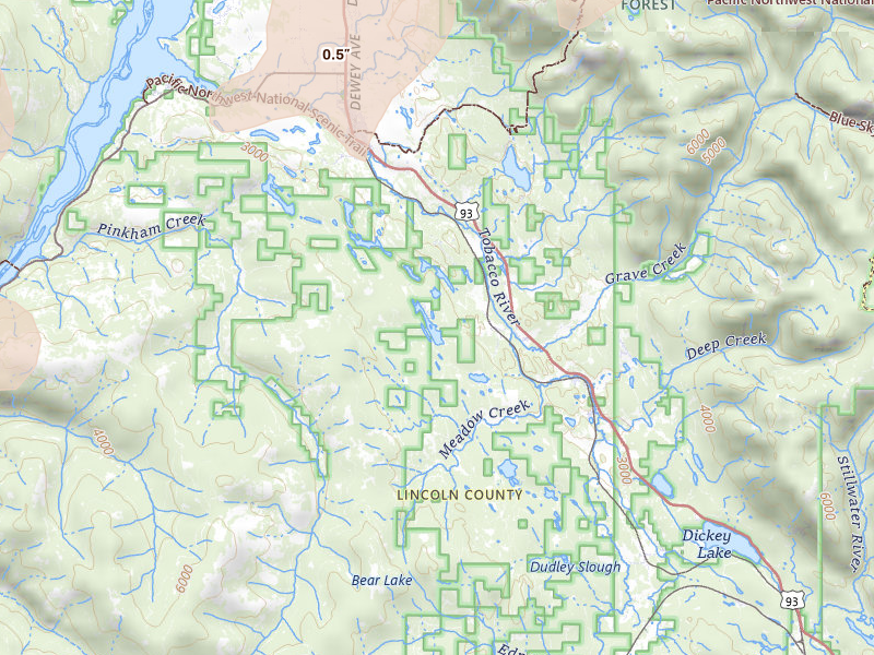 Radar-estimated hail-size map of the storm over Eureka, MT on Jul 17, 2026