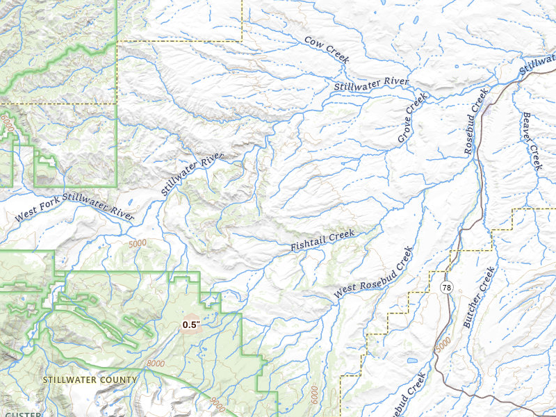 Radar-estimated hail-size map of the storm over Fishtail, MT on Jul 7, 2026