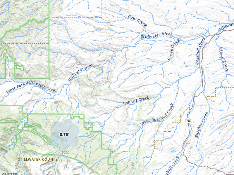 NEXRAD radar-signature map of the hail storm over Fishtail, MT on Jul 7, 2026