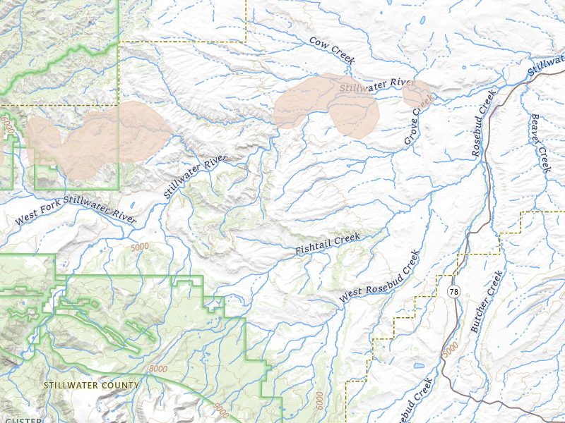 Radar-estimated hail-size map of the storm over Fishtail, MT on Jul 26, 2026
