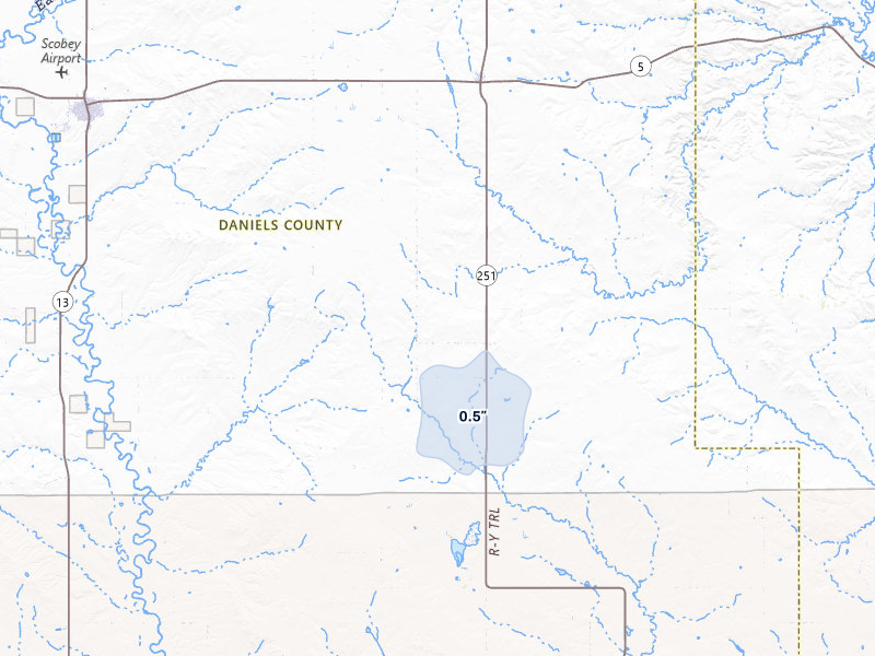 NEXRAD radar-signature map of the hail over Flaxville, MT