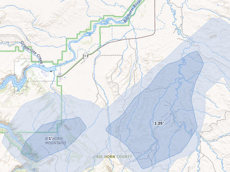 NEXRAD radar-signature map of the hail storm over Fort Smith, MT on Jun 27, 2026