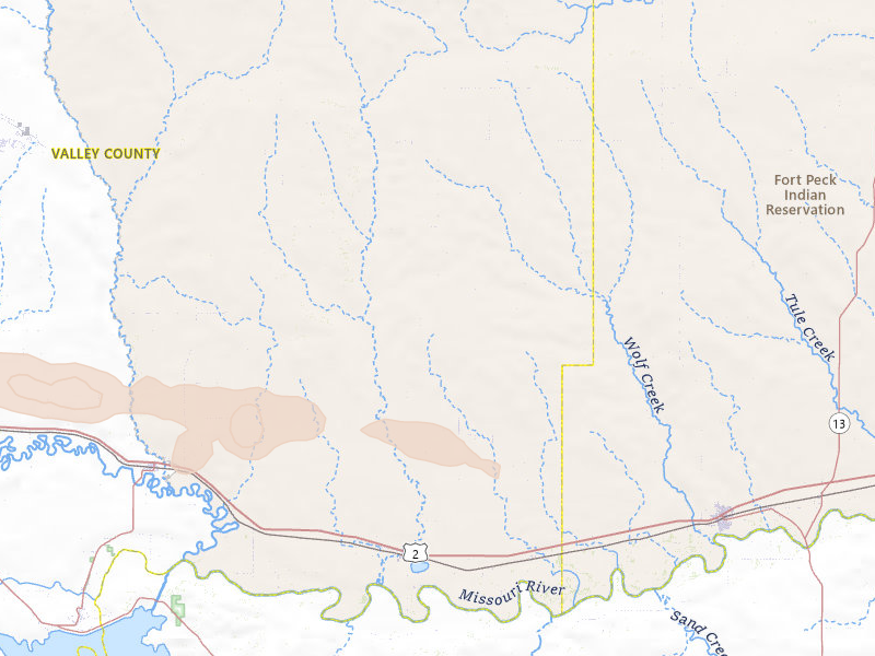 Radar-estimated hail-size map of the storm over Frazer, MT on Jul 3, 2026