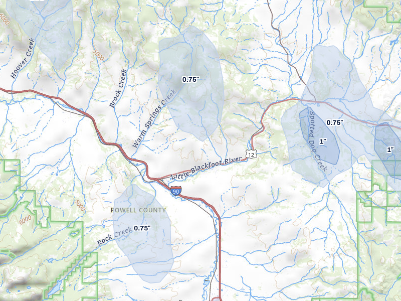 NEXRAD radar-signature map of the hail storm over Garrison, MT on May 28, 2026