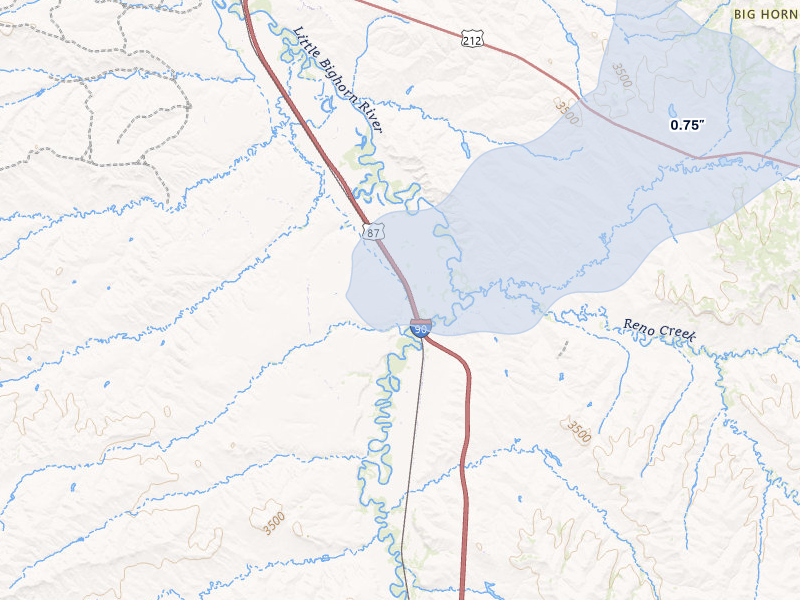 NEXRAD radar-signature map of the hail storm over Garryowen, MT on Jul 8, 2026