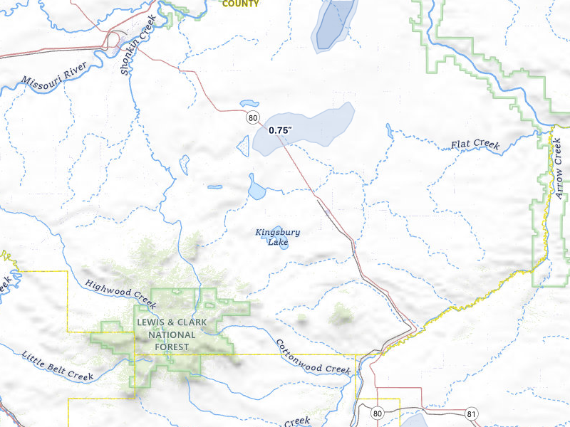 NEXRAD radar-signature map of the hail storm over Geraldine, MT on May 13, 2026