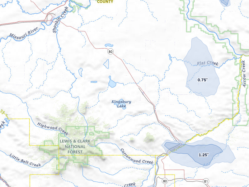 NEXRAD radar-signature map of the hail storm over Geraldine, MT on May 29, 2026