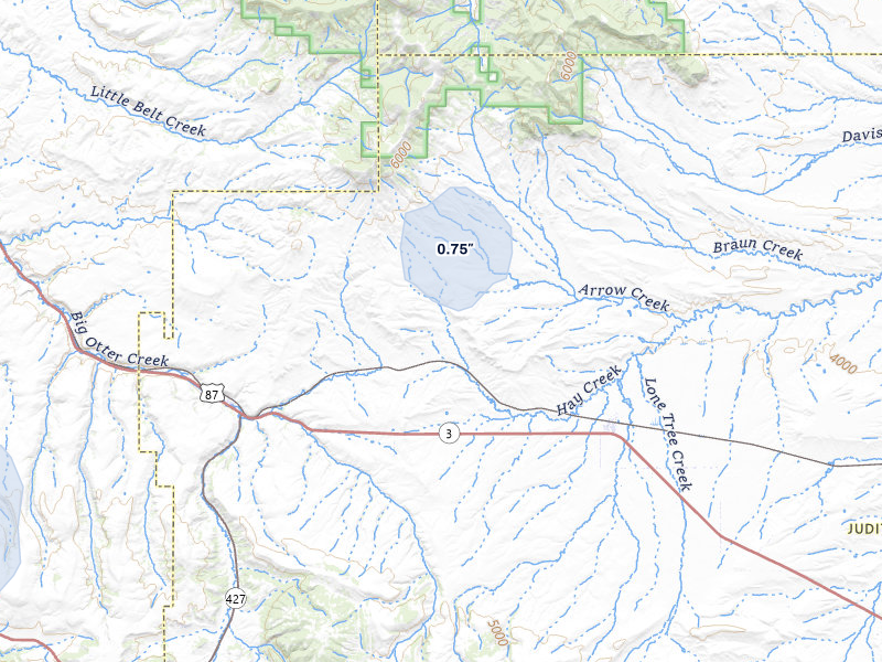 NEXRAD radar-signature map of the hail storm over Geyser, MT on Jul 25, 2026