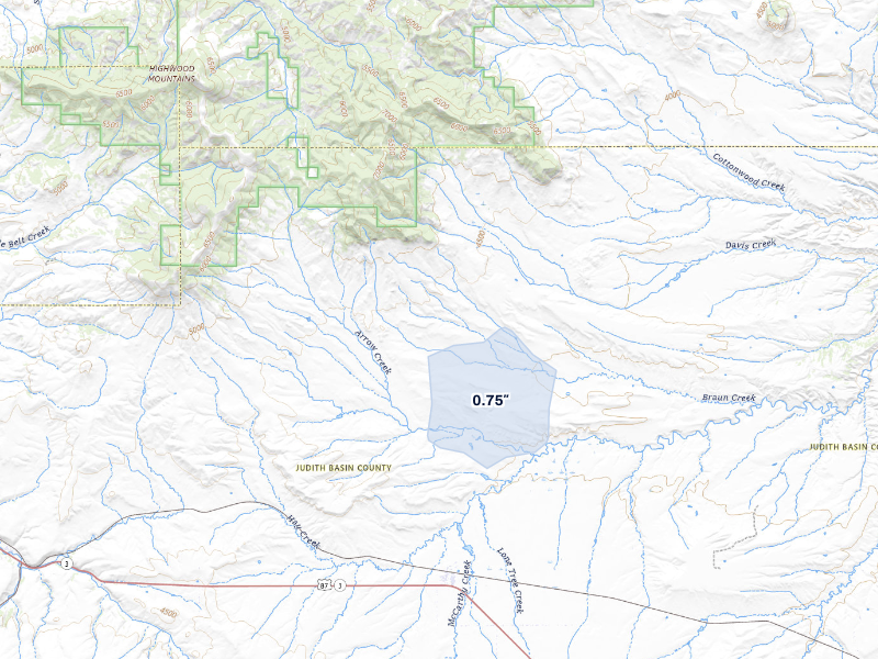 NEXRAD radar-signature map of the hail storm over Geyser, MT on Sep 6, 2026