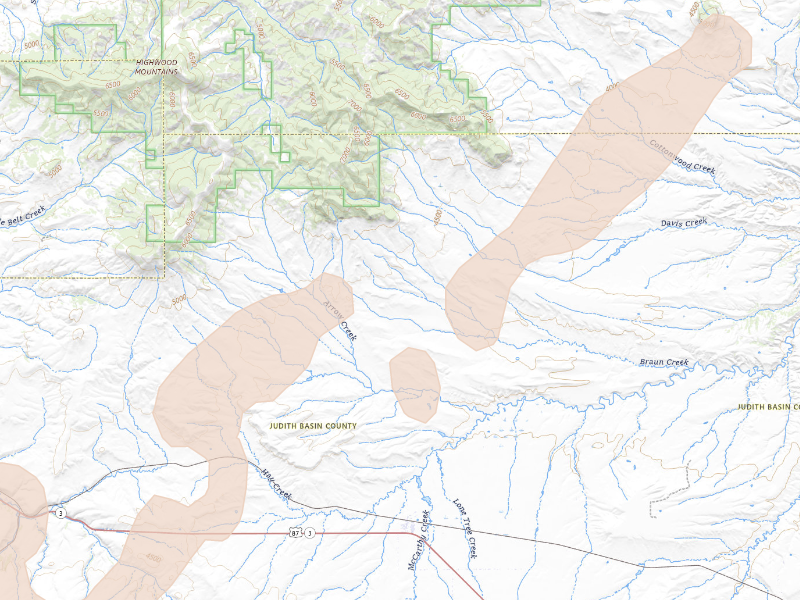 Radar-estimated hail-size map of the storm over Geyser, MT