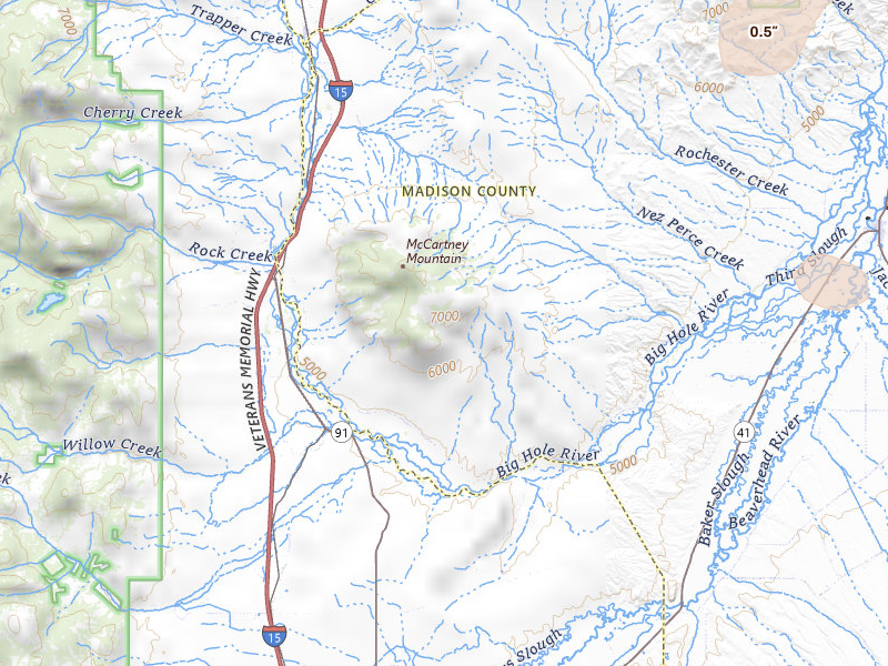 Radar-estimated hail-size map of the storm over Glen, MT on Jul 25, 2026