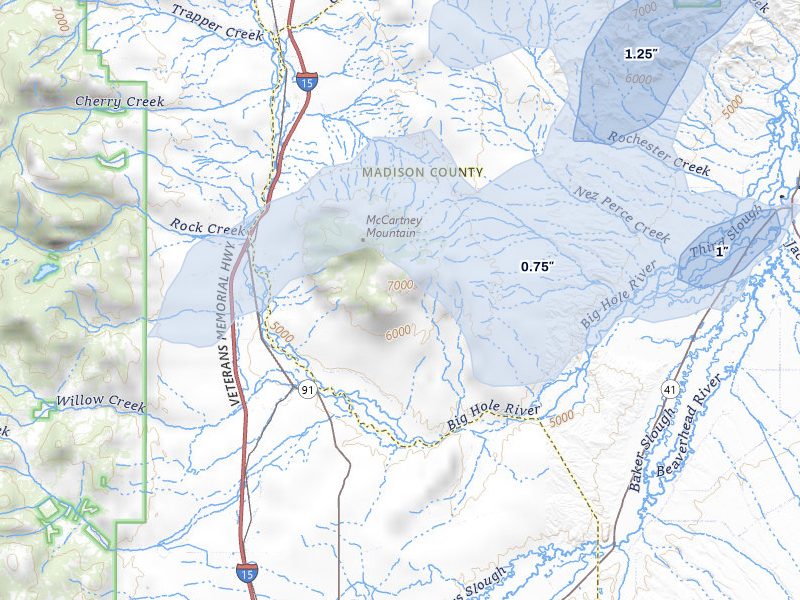 NEXRAD radar-signature map of the hail storm over Glen, MT on Jul 25, 2026