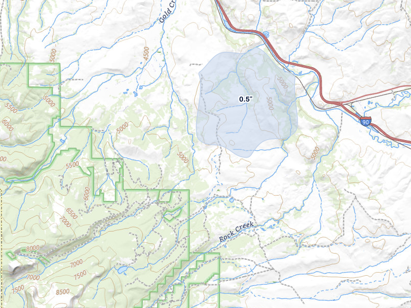 NEXRAD radar-signature map of the hail storm over Gold Creek, MT on Jul 8, 2026