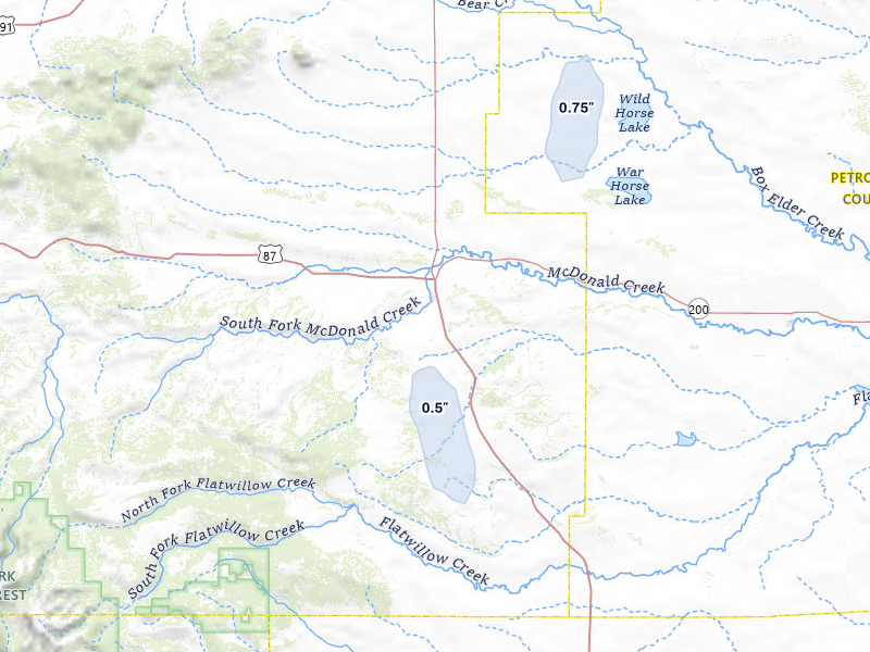 NEXRAD radar-signature map of the hail over Grass Range, MT