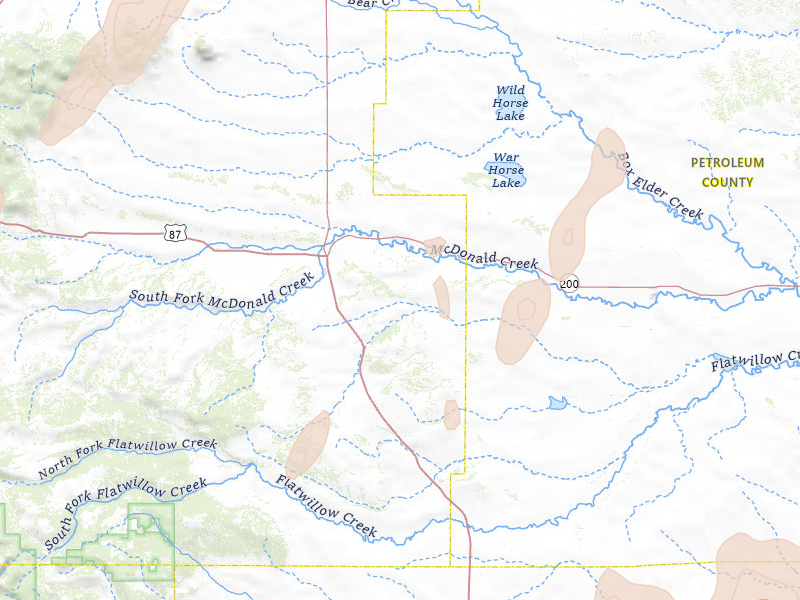 Radar-estimated hail-size map of the storm over Grass Range, MT