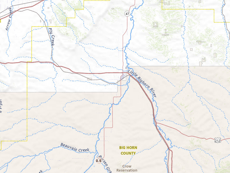 Radar-estimated hail-size map of the storm over Hardin, MT on Apr 22, 2026