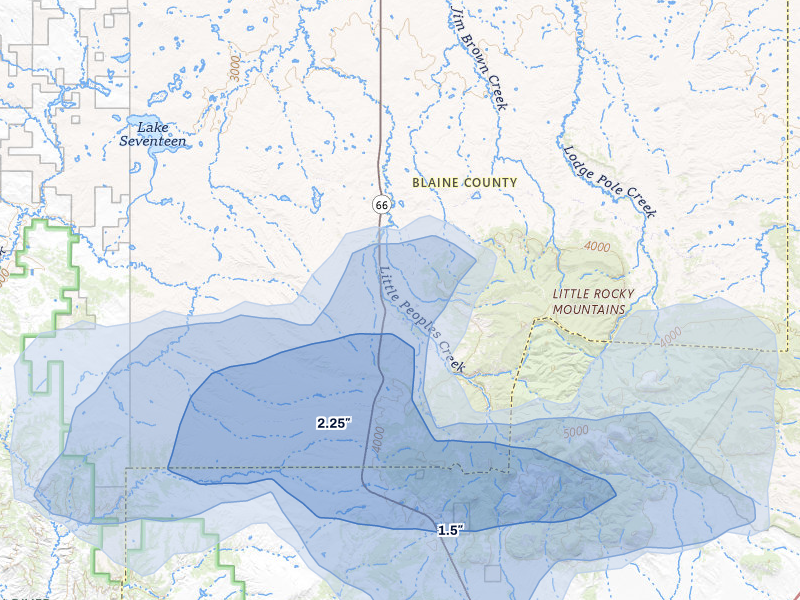 NEXRAD radar-signature map of the hail storm over Hays, MT on May 29, 2026