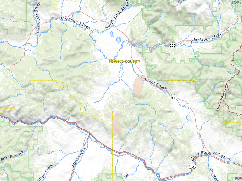 Radar-estimated hail-size map of the storm over Helmville, MT on May 29, 2026