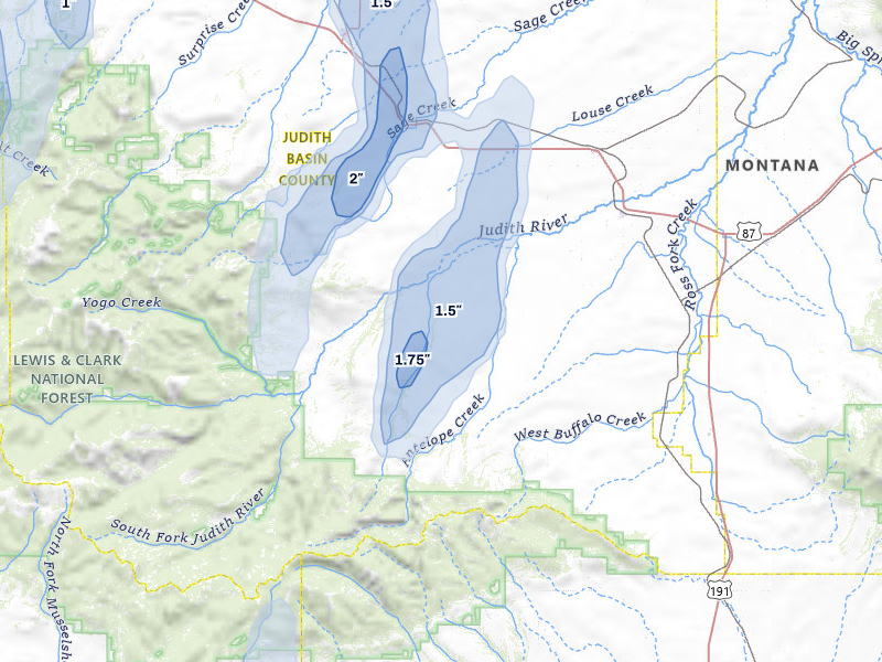 NEXRAD radar-signature map of the hail storm over Hobson, MT on May 29, 2026