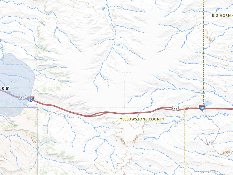 NEXRAD radar-signature map of the hail storm over Huntley, MT on Jul 8, 2026