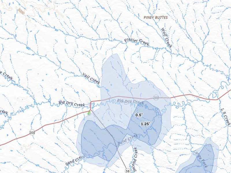NEXRAD radar-signature map of the hail storm over Jordan, MT on Jun 27, 2026