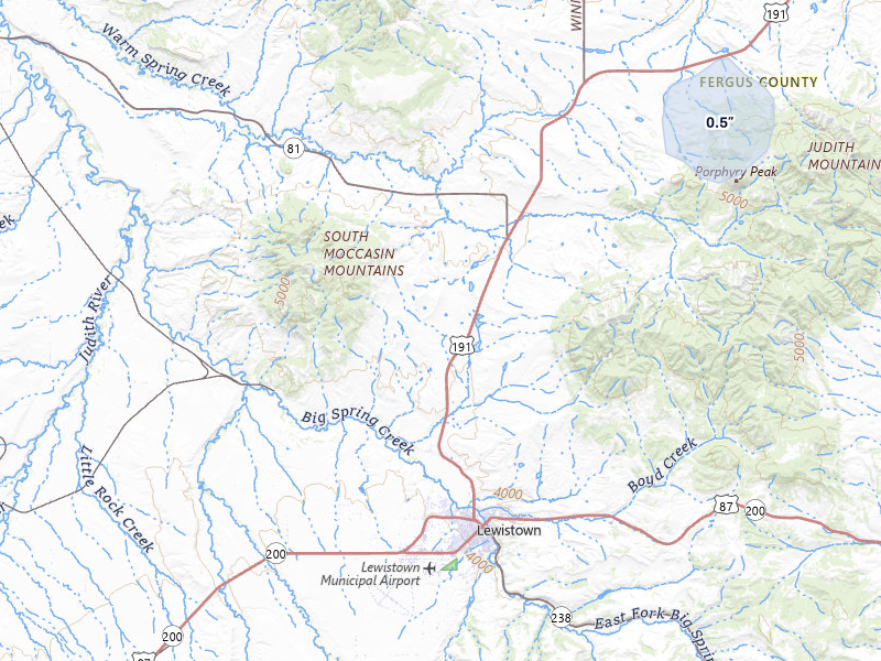 NEXRAD radar-signature map of the hail storm over Lewistown, MT on May 29, 2026