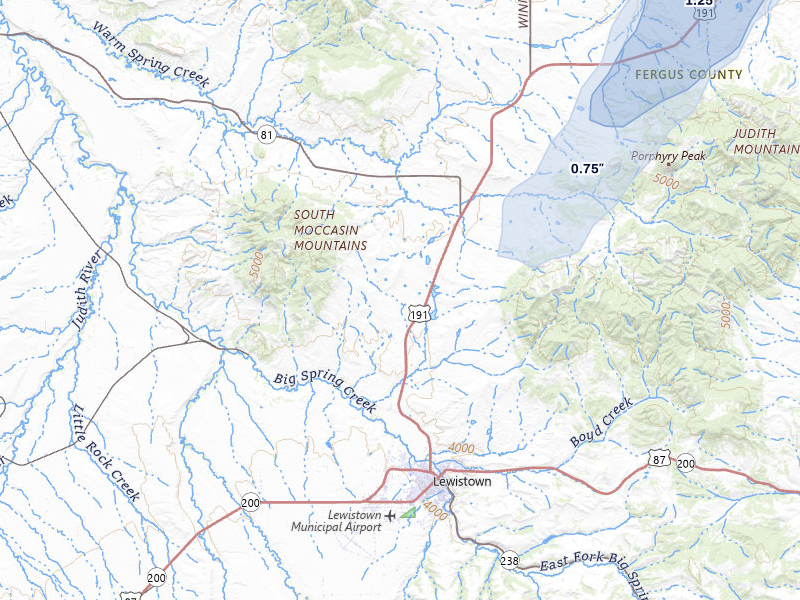 NEXRAD radar-signature map of the hail storm over Lewistown, MT on Jun 7, 2026